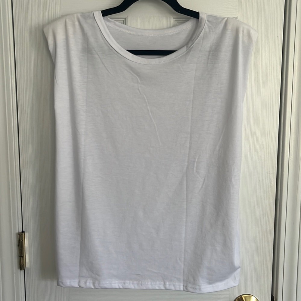 Cuffed white tank top